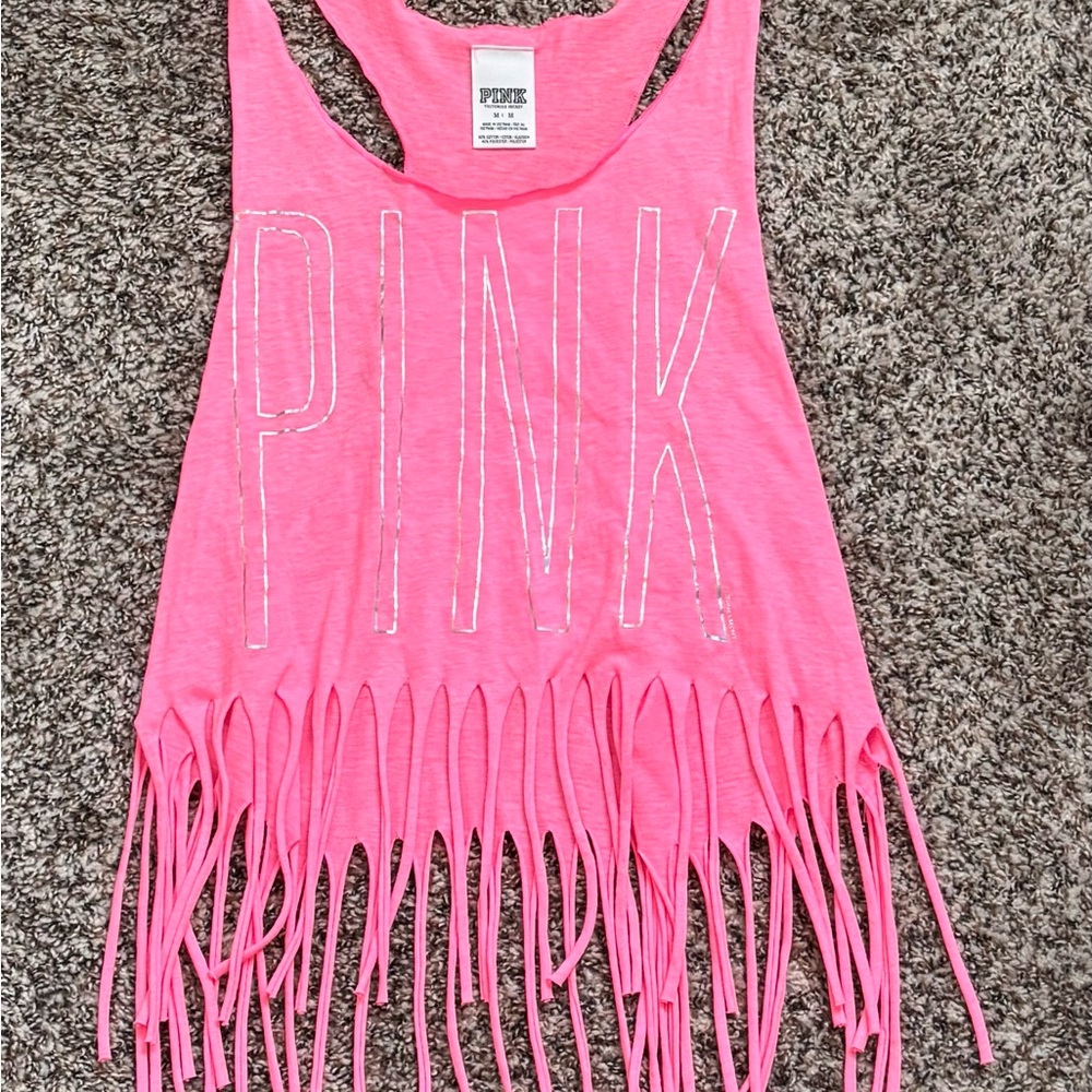 Victorias Secret Pink Fringe Tank Top